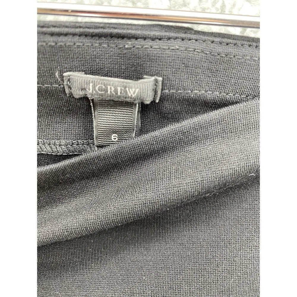 J CREW Womens Pants Sz 6 Black Skinny Ponte‎ Gray Stripe Stretch Exposed Zipper